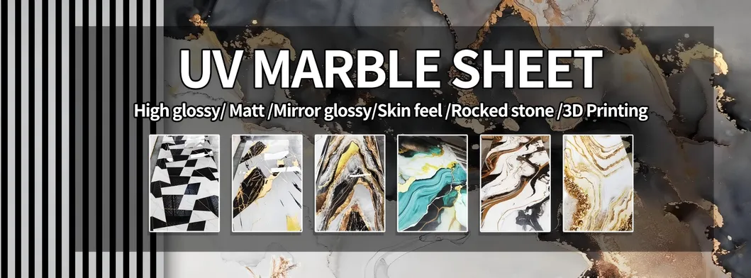 UV-Resistant Marble-Effect Decorative Wall Panels, High Gloss PVC Materials, 3D Printing Technology UV-Resistant Marble-Effect Decorative Wall Panels, High Gloss PVC Materials, 3D Printing Technology