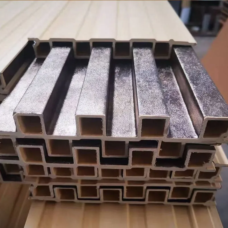 Semi-Enclosed Fluted WPC/PVC Wall Panel with Wooden Grain Texture Semi-Enclosed Fluted WPC/PVC Wall Panel with Wooden Grain Texture