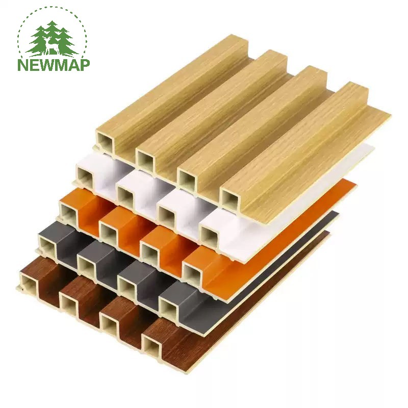 Semi-Enclosed Fluted WPC/PVC Wall Panel with Wooden Grain Texture Semi-Enclosed Fluted WPC/PVC Wall Panel with Wooden Grain Texture