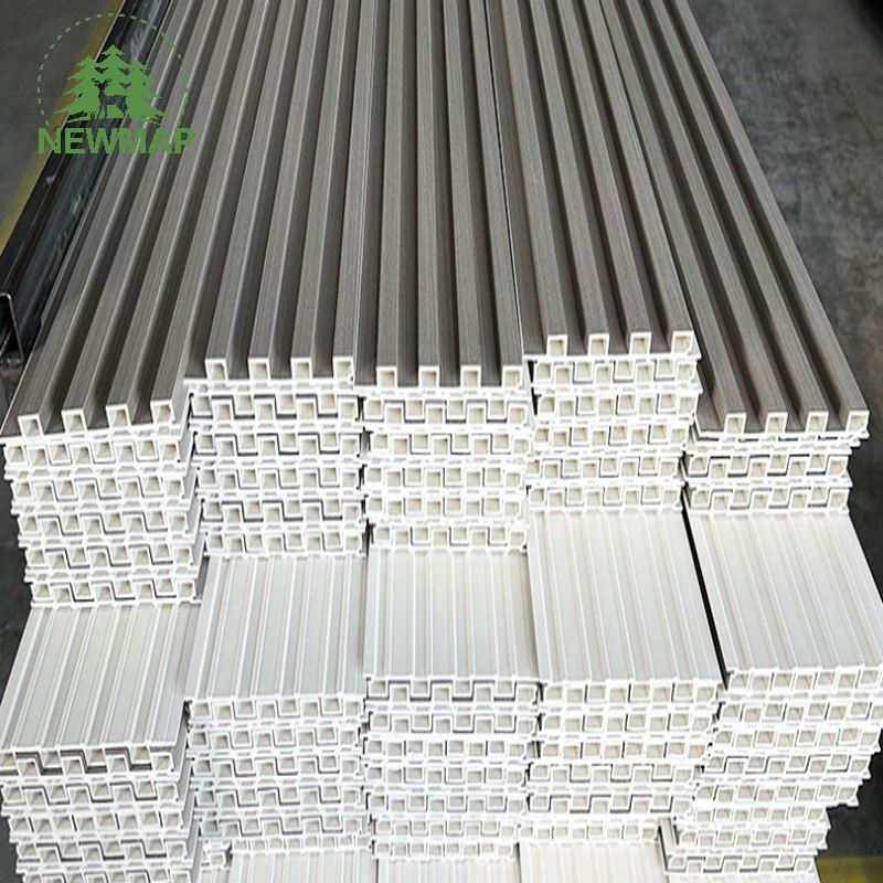 Semi-Enclosed Fluted WPC/PVC Wall Panel with Wooden Grain Texture Semi-Enclosed Fluted WPC/PVC Wall Panel with Wooden Grain Texture