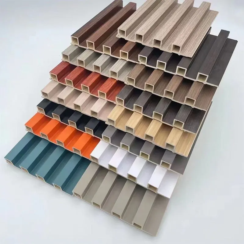 Semi-Enclosed Fluted WPC/PVC Wall Panel with Wooden Grain Texture Semi-Enclosed Fluted WPC/PVC Wall Panel with Wooden Grain Texture